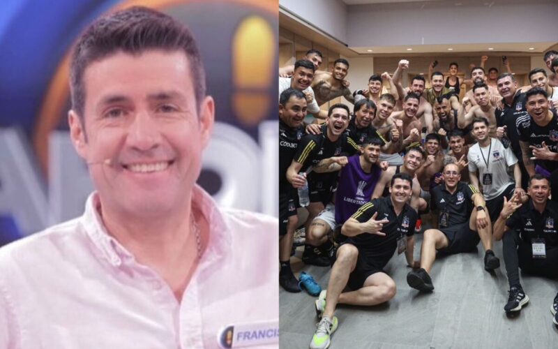 Primer plano de Francisco Eguiluz. Jugadores de COlo-Colo posando para una foto en el camarín.