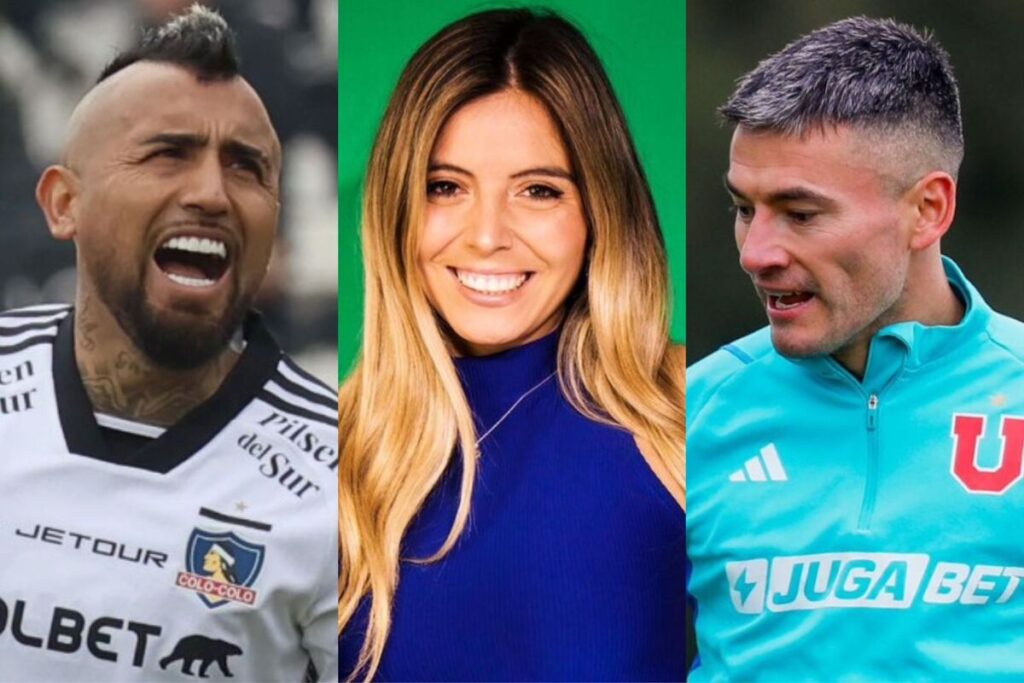 Primer plano de Arturo Vidal, Verónica Bianchi y Charles Aránguiz.