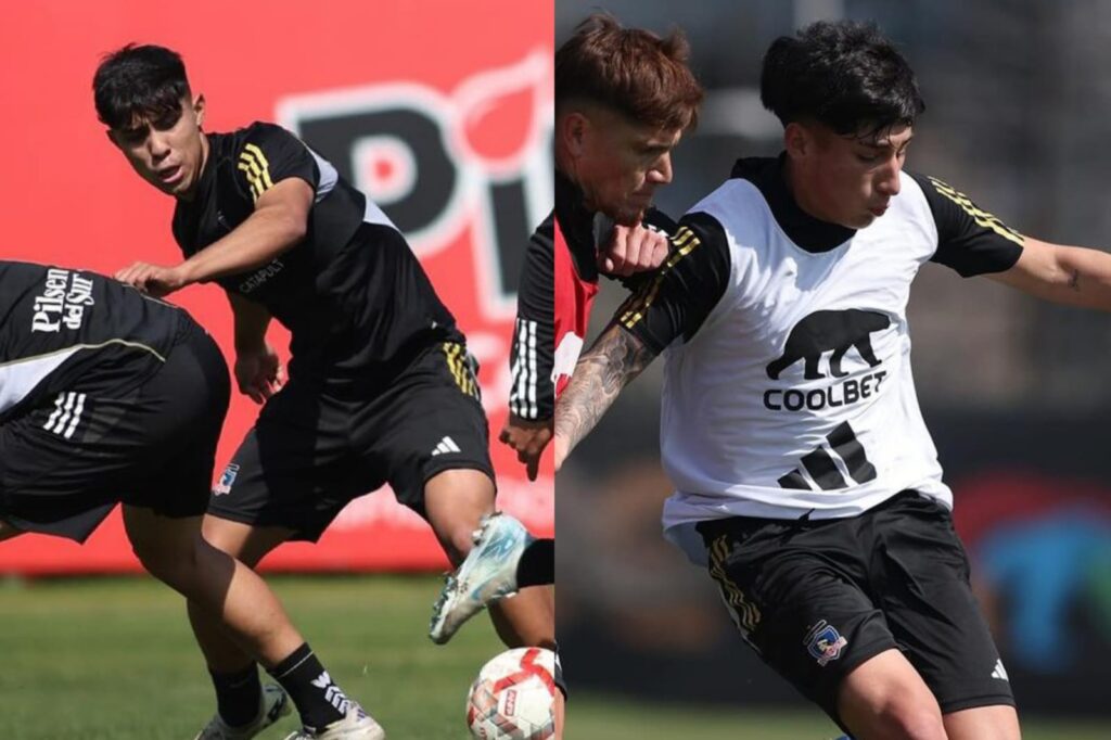 Cristián Alarcón y Francisco Marchant en un entrenamiento de Colo-Colo.