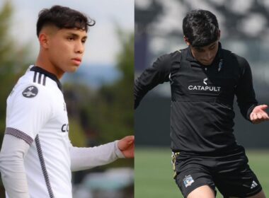 Cristián Alarcón y Francisco Marchant con la camiseta de Colo-Colo.