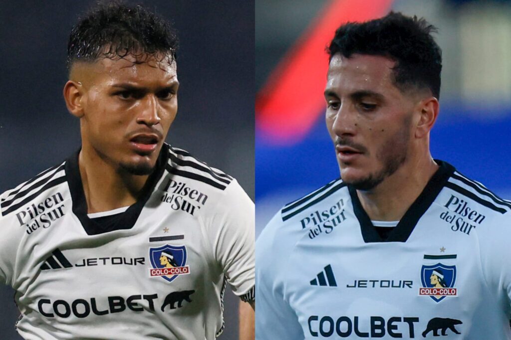 Primer plano a Daniel Gutiérrez y Gonzalo Castellani con camiseta de Colo-Colo.