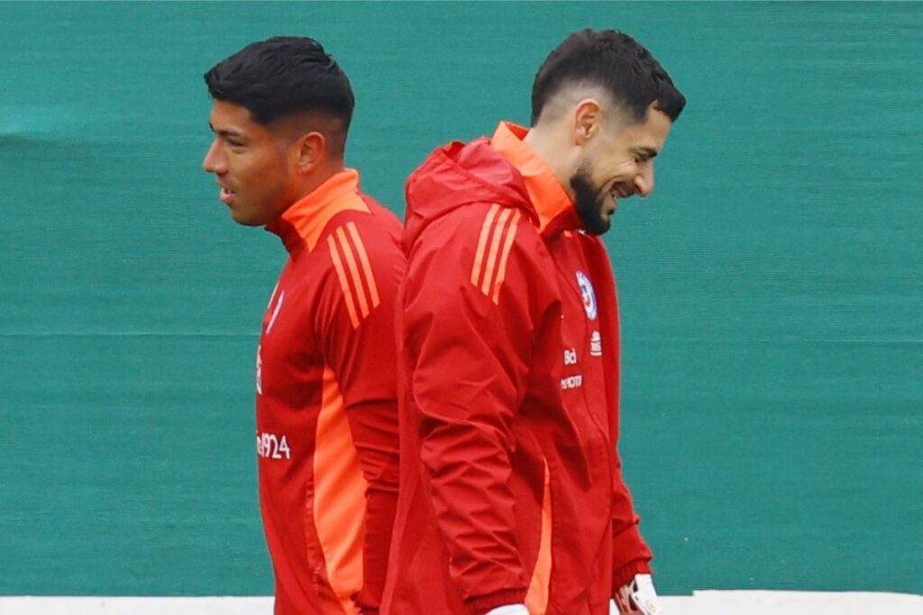 Porteros de la Selección Chilena durante un entrenamiento.