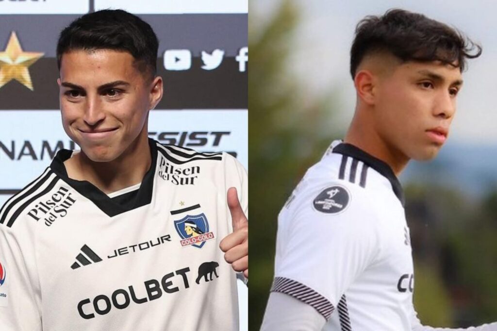 Jonathan Villagra y Cristián Alarcón con camiseta de Colo-Colo.