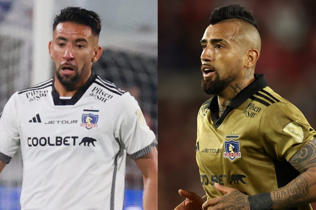 Mauricio Isla y Arturo Vidal con la camiseta de Colo-Colo.