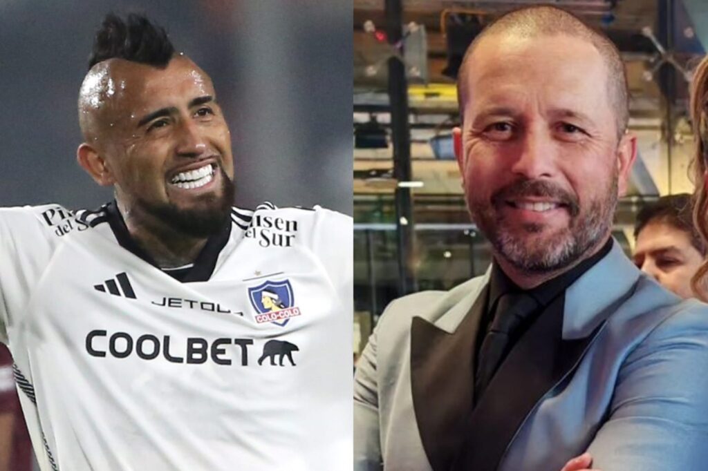 Primer plano a los rostros de Arturo Vidal y Rodrigo Goldberg.