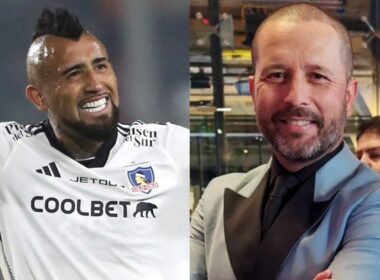 Primer plano a los rostros de Arturo Vidal y Rodrigo Goldberg.