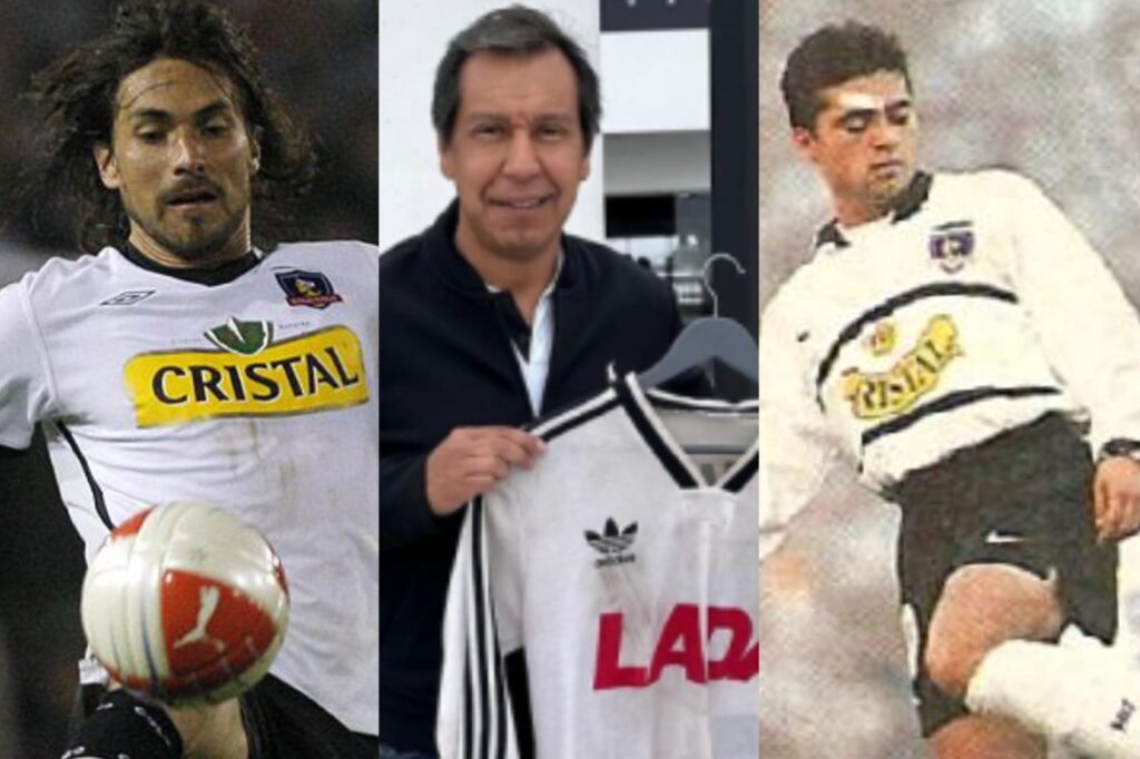 Boris Rieloff, Leonel Herrera y Frank Lobos con la camiseta de Colo-Colo