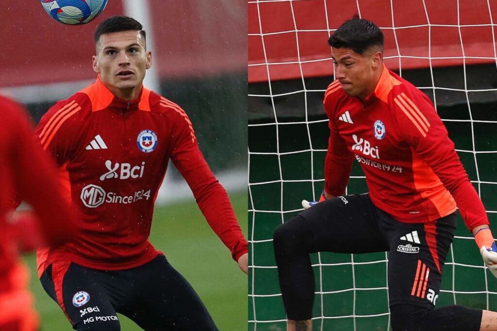 Brayan Cortés y Lucas Cepeda entrenando con la Selección Chilena.