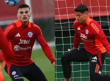 Brayan Cortés y Lucas Cepeda entrenando con la Selección Chilena.