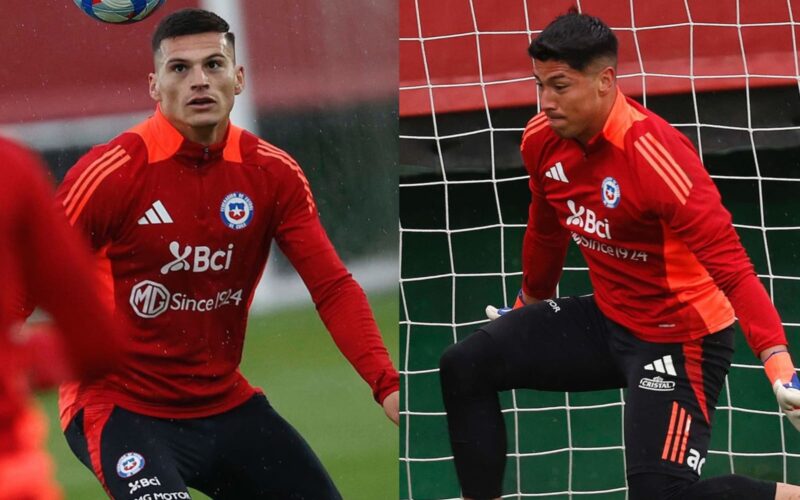 Brayan Cortés y Lucas Cepeda entrenando con la Selección Chilena.