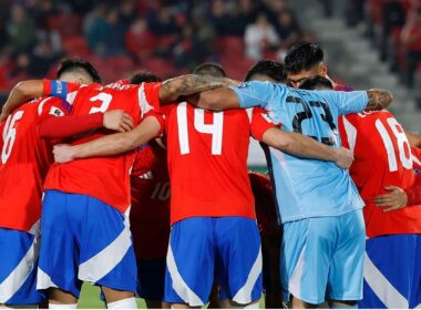 Jugadores de la Selección Chilena en el duelo frente a Brasil.