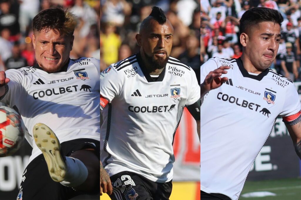 Leonardo Gil, Arturo Vidal y Guillermo Paiva con la camiseta de Colo-Colo.