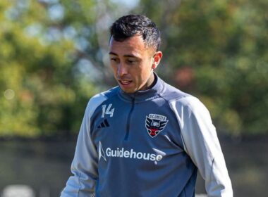 Primer plano a Martín Rodríguez durante un entrenamiento del DC United.