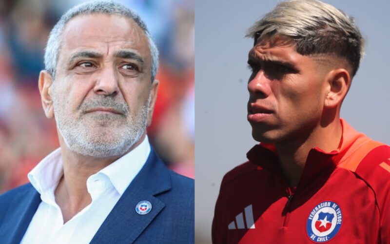 Primer plano a los rostros de Pablo Milad y Carlos Palacios con indumentaria de la Selección Chilena.