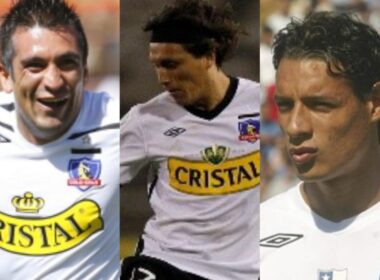 Rodolfo Moya, José Luis Cabión y Gonzalo Lorca con camiseta de Colo-Colo