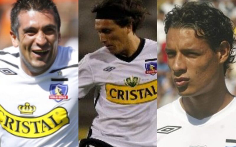 Rodolfo Moya, José Luis Cabión y Gonzalo Lorca con camiseta de Colo-Colo