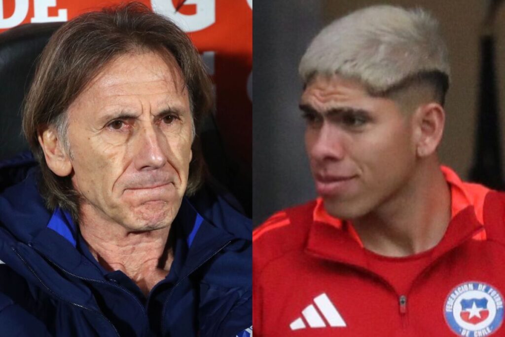 Primer plano de Ricardo Gareca y Carlos Palacios.