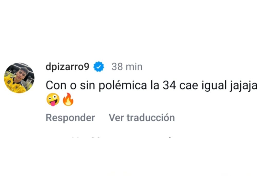 Mensaje de Damián Pizarro en Instagram.