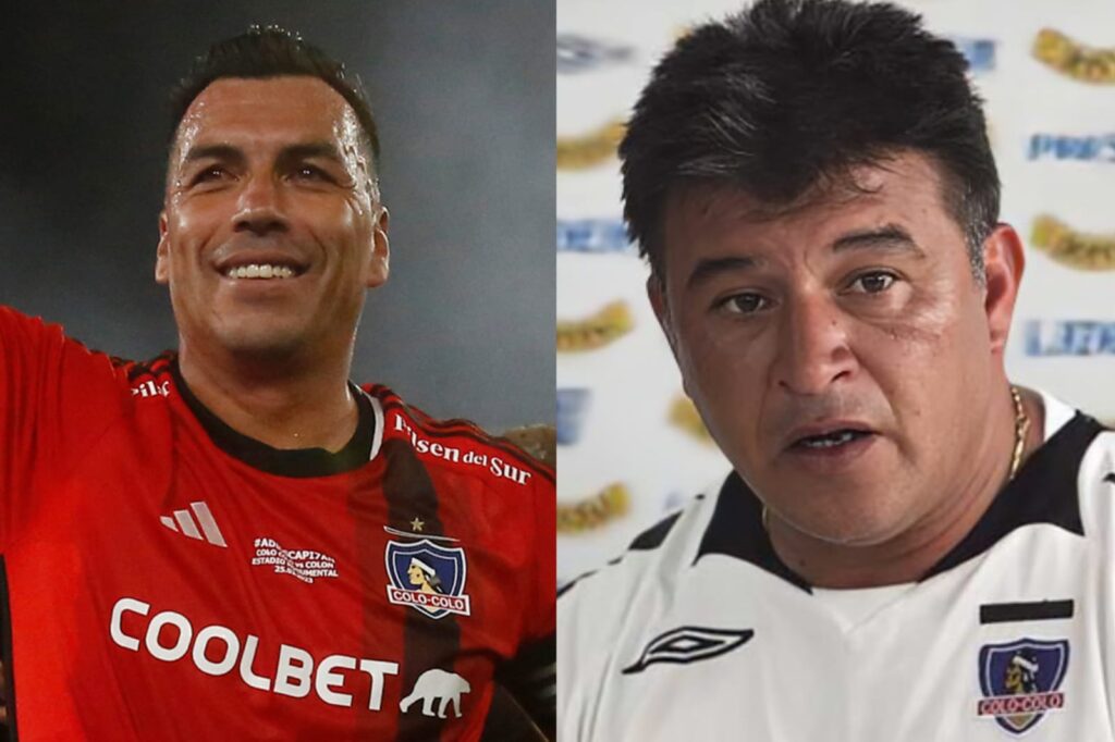 Esteban Paredes y Claudio Borghi con la camiseta de Colo-Colo.