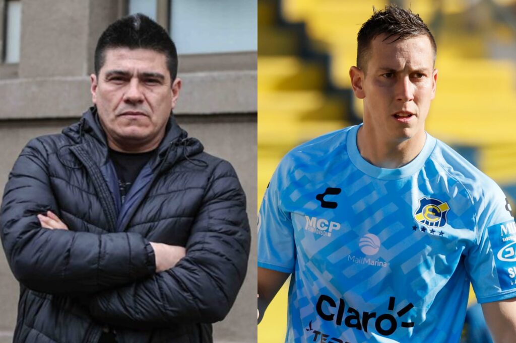 Marcelo Vega e Ignacio González con la camiseta de Everton.