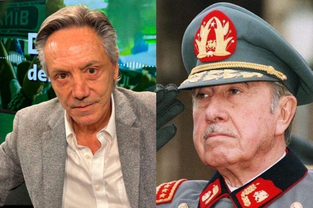 Primer plano a Peter Dragicevic y Augusto Pinochet.