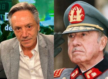 Primer plano a Peter Dragicevic y Augusto Pinochet.