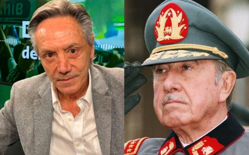 Primer plano a Peter Dragicevic y Augusto Pinochet.