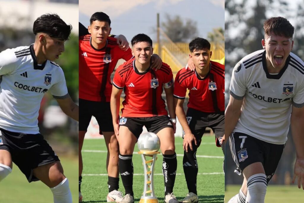 Francisco Marchant, Francisco Rivera, Bastián Silva, Cristián Alarcón y Leandro Hernández con la camiseta de Colo-Colo.