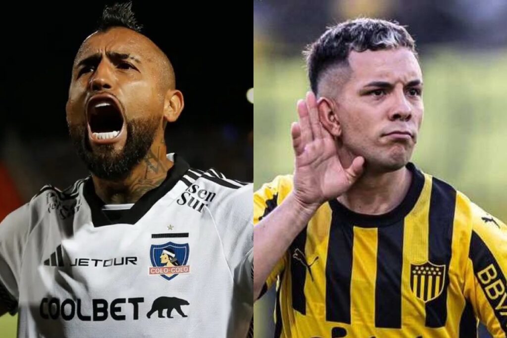 Arturo Vidal con la camiseta de Colo-Colo y Leonardo Fernández con la de Peñarol.