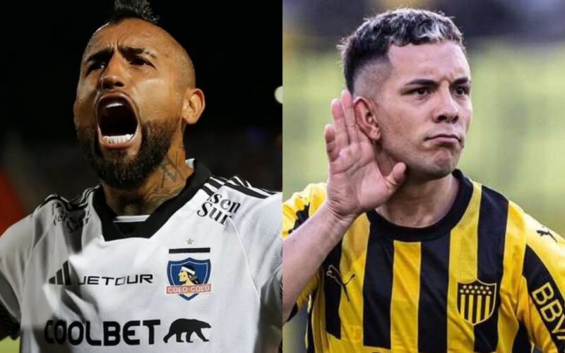 Arturo Vidal con la camiseta de Colo-Colo y Leonardo Fernández con la de Peñarol.