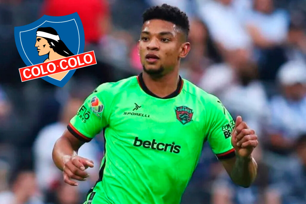 Primer plano de Diego Valoyes junto al escudo de Colo-Colo.