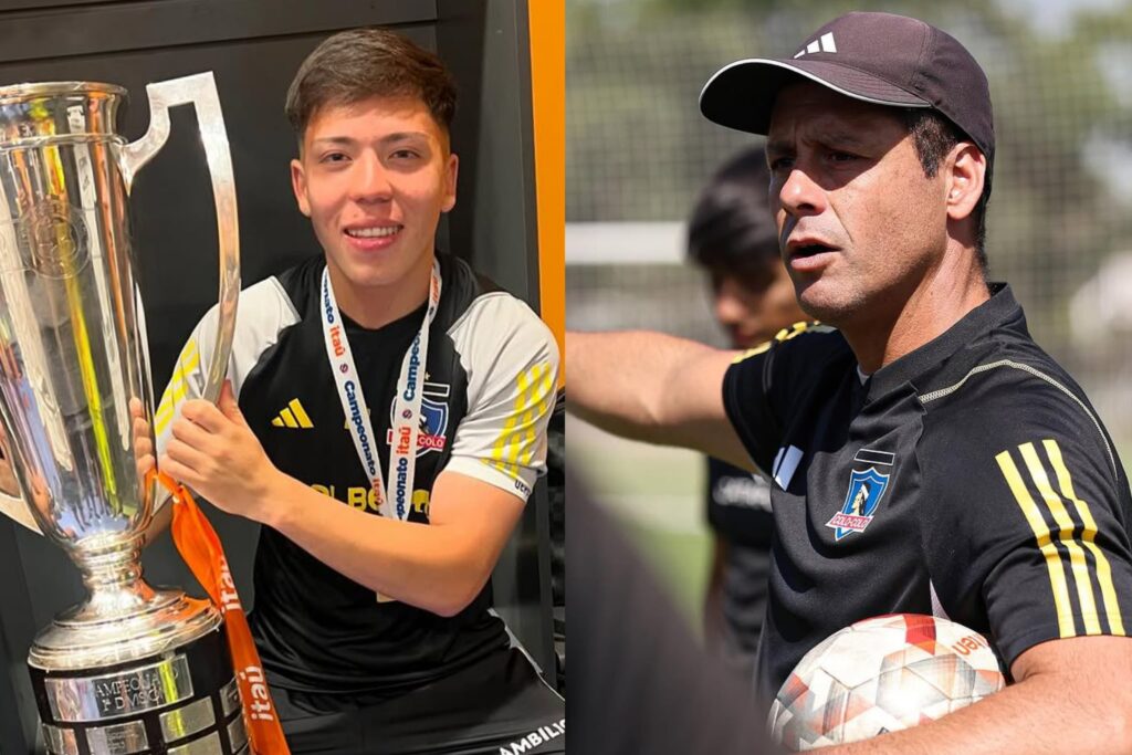 Leandro Hernández y Eduardo Rubio con camiseta de Colo-Colo.