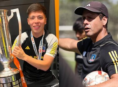 Leandro Hernández y Eduardo Rubio con camiseta de Colo-Colo.