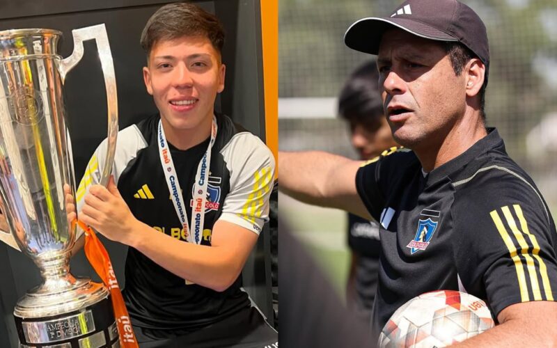 Leandro Hernández y Eduardo Rubio con camiseta de Colo-Colo.