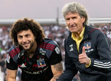 Maximiliano Falcón y Daniel Morón en el Estadio Monumental.