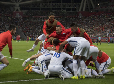 Jugadores de La Roja celebrando un gol frente a Portugal por la Copa Confederaciones.