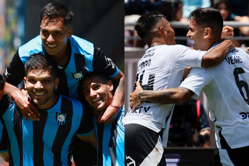 Jugadores de Huachipato y Colo-Colo celebrando un gol.