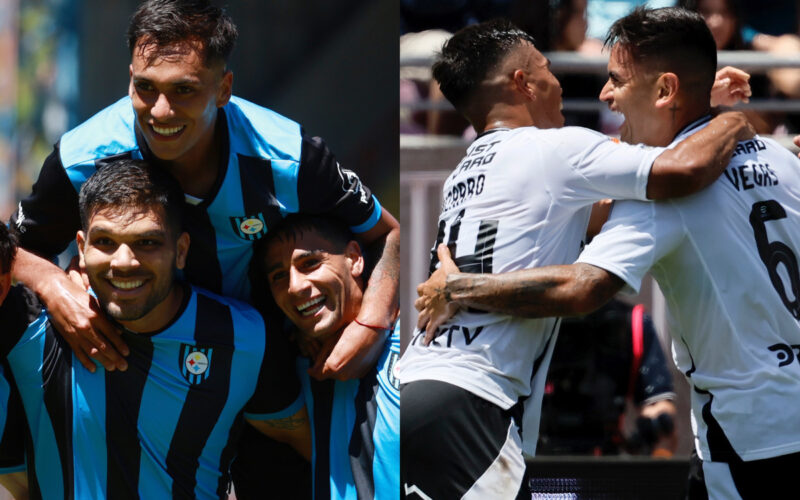 Jugadores de Huachipato y Colo-Colo celebrando un gol.