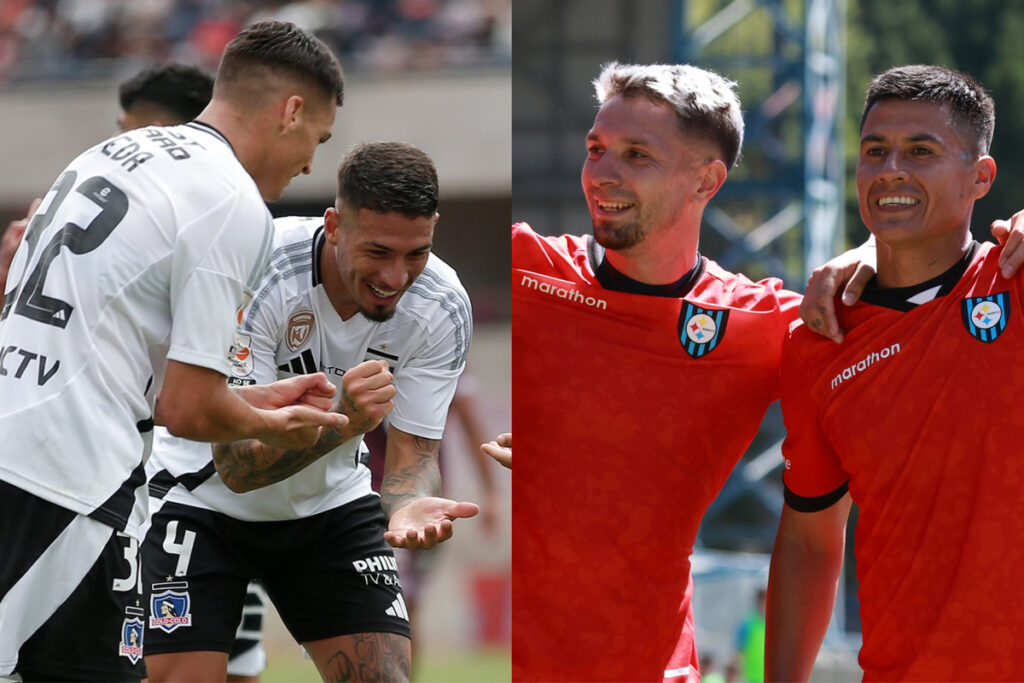 Jugadores de Colo-Colo y Huachipato celebrando un gol.