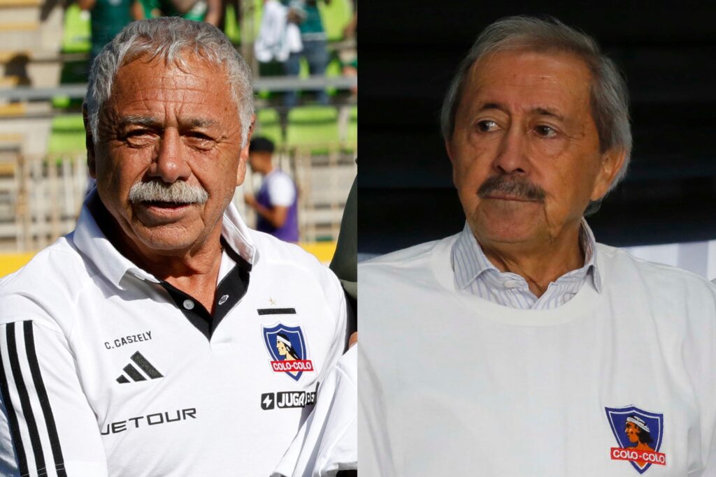 Carlos Caszely y Leonardo Véliz con camiseta de Colo-Colo.