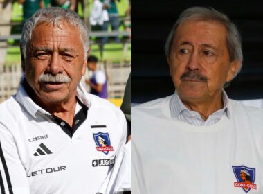 Carlos Caszely y Leonardo Véliz con camiseta de Colo-Colo.