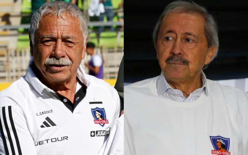 Carlos Caszely y Leonardo Véliz con camiseta de Colo-Colo.