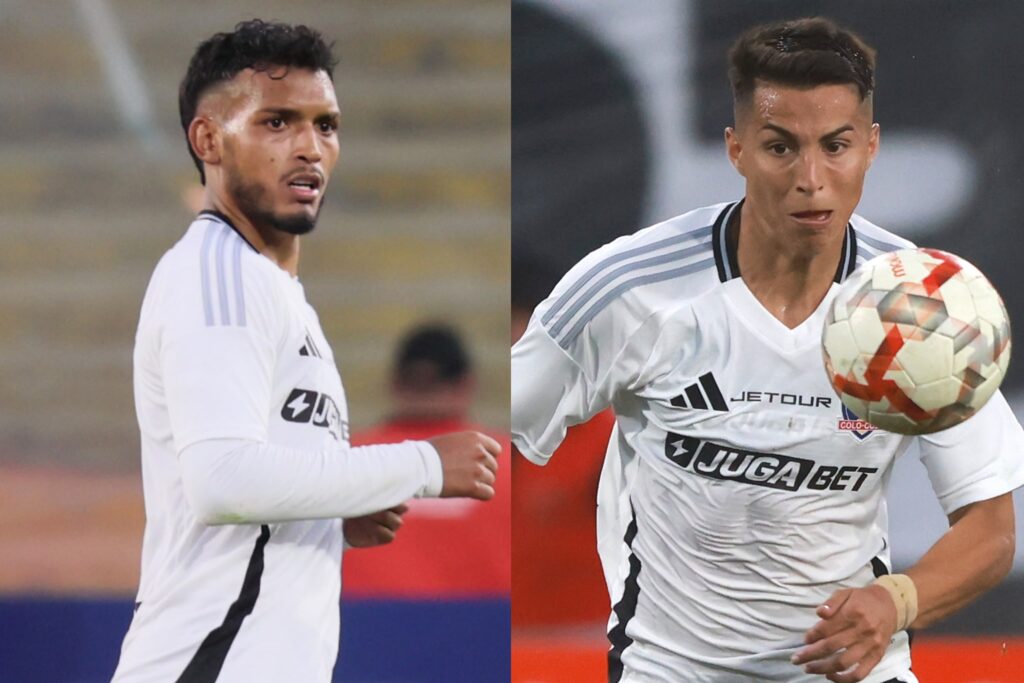 Daniel Gutiérrez y Jonathan Villagra con la camiseta de Colo-Colo.