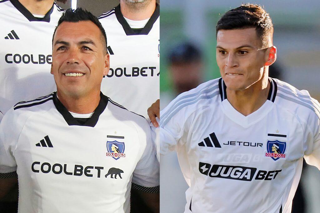 Esteban Paredes y Lucas Cepeda con camiseta de Colo-Colo.