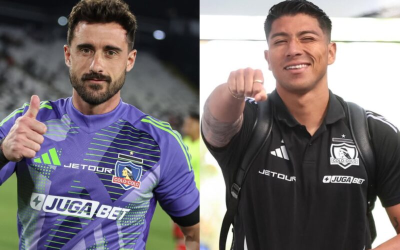 Fernando de Paul y Brayan Cortés con la camiseta de Colo-Colo.