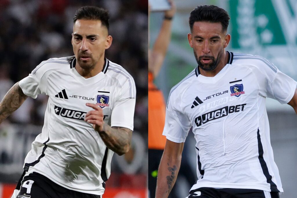 Javier Correa y Mauricio Isla con la camiseta de Colo-Colo.