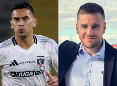 Sebastián Vegas con camiseta de Colo-Colo y Gonzalo Fouillioux.