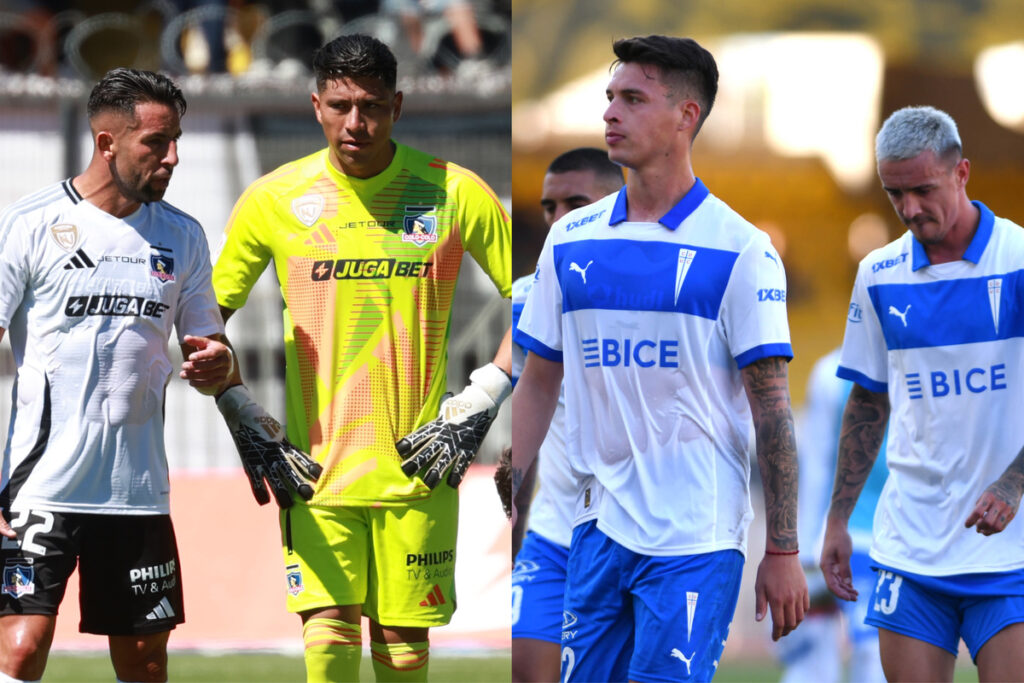 Jugadores de Colo-Colo y Universidad Católica cabizbajos.